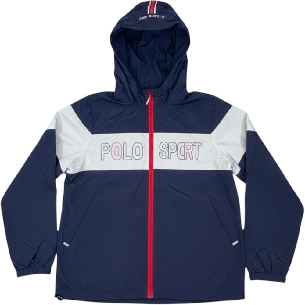 Polo Ralph Lauren Polo Sport Full Zip Windbreaker Spell out Colorblock 90s Sz XL